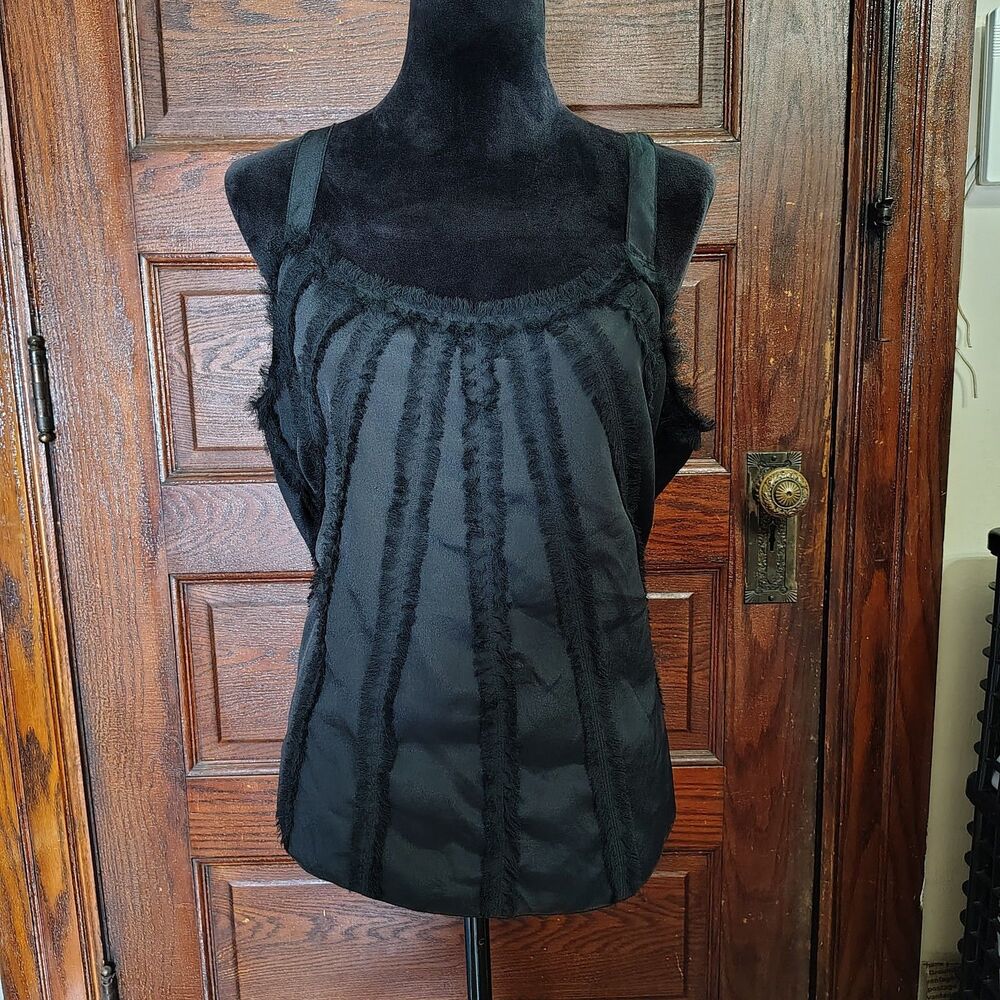 Whimsy Goth Dark Fairycore Frayed Vertical Trim Accented Tank Top Wmns/T614
